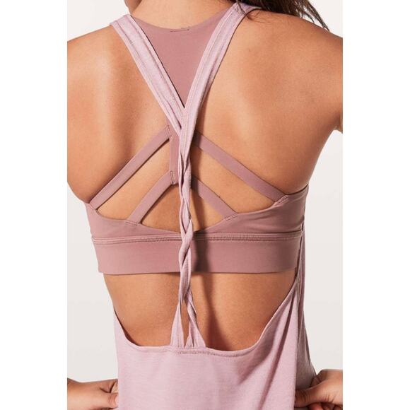 Lululemon Twist & Toil Tank Heathered Rose Blush / Figue Size 12 - Picture 2 of 8